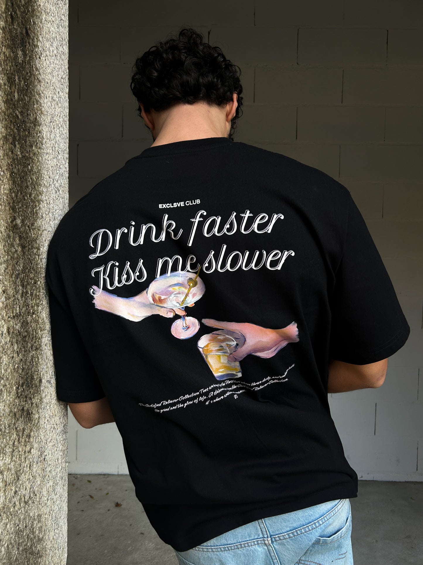 Drink Faster Black Tee